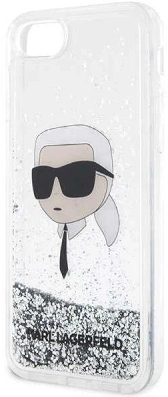 Karl Lagerfeld KLHCI8LNKHCH Apple iPhone 7/8/SE 2020 / SE 2022 sidabrinis kietas dėklas Glitter Karl Head