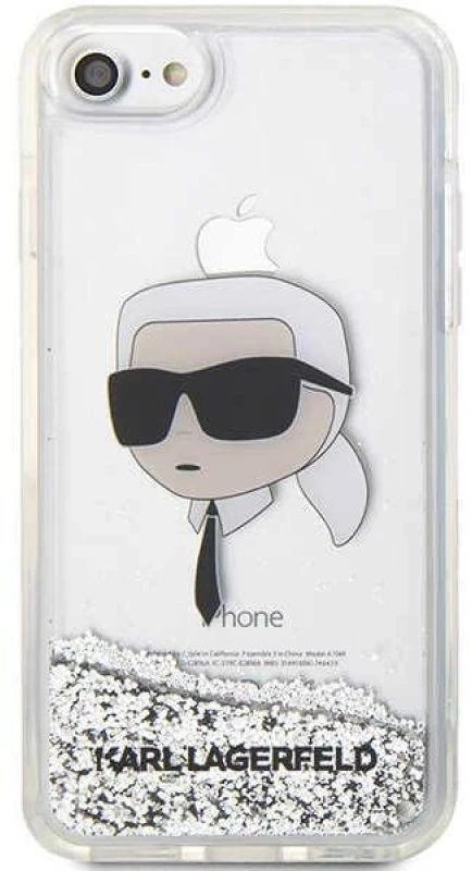 Karl Lagerfeld KLHCI8LNKHCH Apple iPhone 7/8/SE 2020 / SE 2022 sidabrinis kietas dėklas Glitter Karl Head