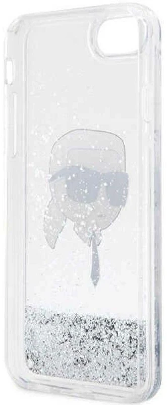 Karl Lagerfeld KLHCI8LNKHCH Apple iPhone 7/8/SE 2020 / SE 2022 sidabrinis kietas dėklas Glitter Karl Head