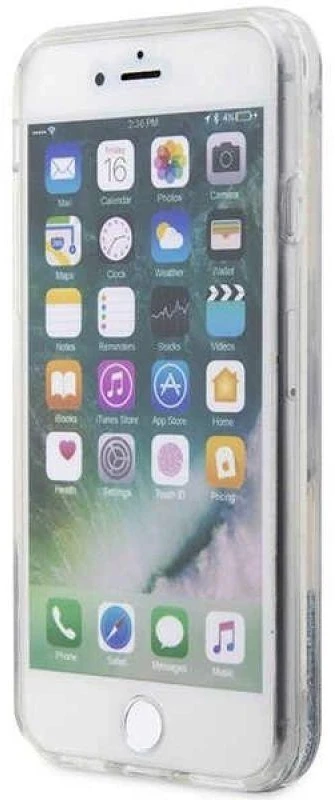 Karl Lagerfeld KLHCI8LNKHCH Apple iPhone 7/8/SE 2020 / SE 2022 sidabrinis kietas dėklas Glitter Karl Head
