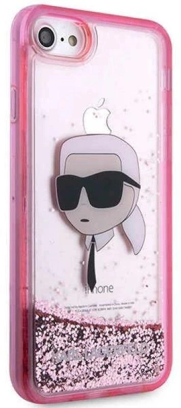 Karl Lagerfeld KLHCI8LNKHCP Apple iPhone 7/8/SE 2020 / SE 2022 rožinės spalvos kietas dėklas Glitter Karl Head