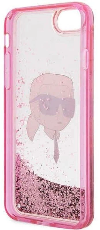 Karl Lagerfeld KLHCI8LNKHCP Apple iPhone 7/8/SE 2020 / SE 2022 rožinės spalvos kietas dėklas Glitter Karl Head