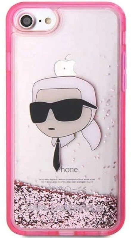 Karl Lagerfeld KLHCI8LNKHCP Apple iPhone 7/8/SE 2020 / SE 2022 rožinės spalvos kietas dėklas Glitter Karl Head