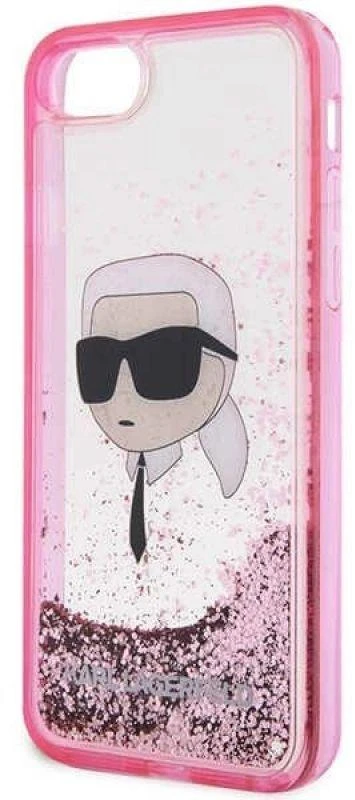 Karl Lagerfeld KLHCI8LNKHCP Apple iPhone 7/8/SE 2020 / SE 2022 rožinės spalvos kietas dėklas Glitter Karl Head