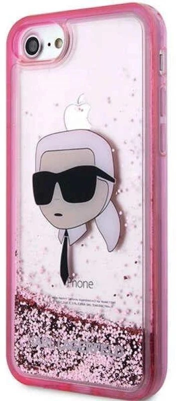Karl Lagerfeld KLHCI8LNKHCP Apple iPhone 7/8/SE 2020 / SE 2022 rožinės spalvos kietas dėklas Glitter Karl Head