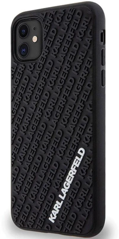 Karl Lagerfeld KLHCN613DMKRLK Apple iPhone 11/ Xr 6.1″ juodos spalvos kietas dėklas 3D Rubber Multi Logo