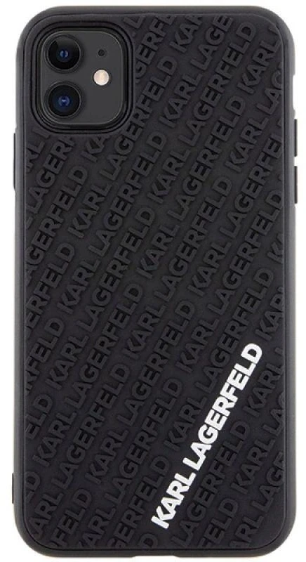 Karl Lagerfeld KLHCN613DMKRLK Apple iPhone 11/ Xr 6.1″ juodos spalvos kietas dėklas 3D Rubber Multi Logo