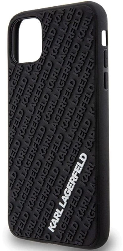 Karl Lagerfeld KLHCN613DMKRLK Apple iPhone 11/ Xr 6.1″ juodos spalvos kietas dėklas 3D Rubber Multi Logo