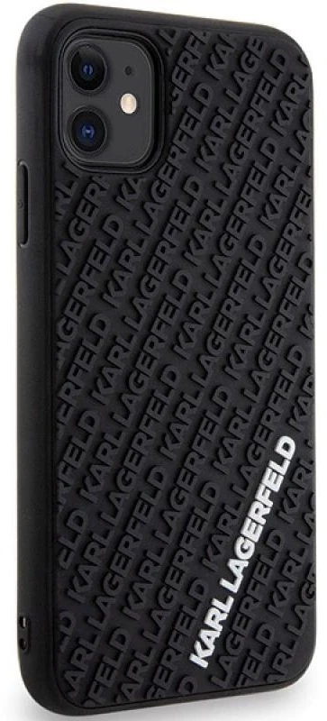 Karl Lagerfeld KLHCN613DMKRLK Apple iPhone 11/ Xr 6.1″ juodos spalvos kietas dėklas 3D Rubber Multi Logo