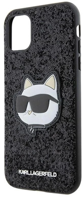 Karl Lagerfeld KLHCN61G2CPK Apple iPhone 11 /Xr 6.1″ juodos spalvos kietas dėklas Glitter Choupette Patch