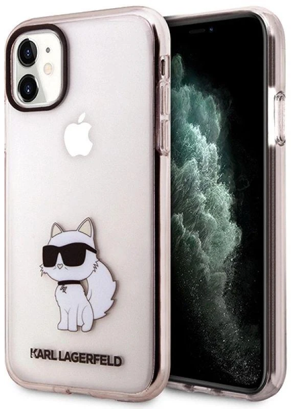 Karl Lagerfeld KLHCN61HNCHTCP Apple iPhone 11/ Xr 6,1″ rožinės spalvos kietas dėklas Ikonik Choupette