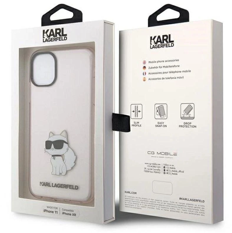 Karl Lagerfeld KLHCN61HNCHTCP Apple iPhone 11/ Xr 6,1″ rožinės spalvos kietas dėklas Ikonik Choupette