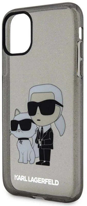 Karl Lagerfeld KLHCN61HNKCTGK Apple iPhone 11/ Xr 6,1″ juodos spalvos kietas dėklas Gliter Karl&Choupette