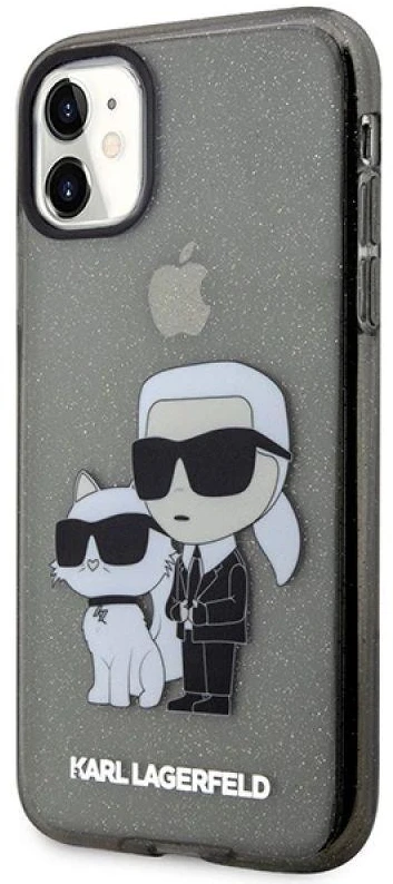 Karl Lagerfeld KLHCN61HNKCTGK Apple iPhone 11/ Xr 6,1″ juodos spalvos kietas dėklas Gliter Karl&Choupette