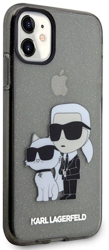 Karl Lagerfeld KLHCN61HNKCTGK Apple iPhone 11/ Xr 6,1″ juodos spalvos kietas dėklas Gliter Karl&Choupette
