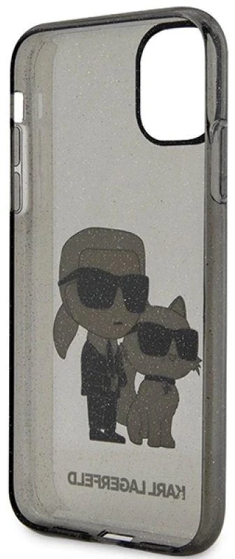 Karl Lagerfeld KLHCN61HNKCTGK Apple iPhone 11/ Xr 6,1″ juodos spalvos kietas dėklas Gliter Karl&Choupette