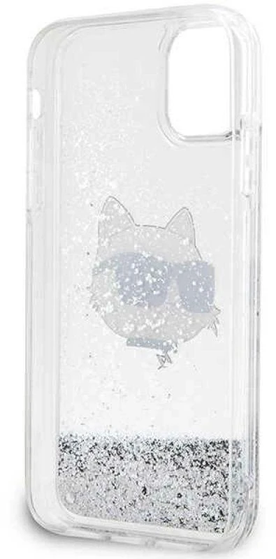 Karl Lagerfeld KLHCN61LNCHCS Apple iPhone 11/XR sidabrinis kietas dėklas Glitter Choupette Head
