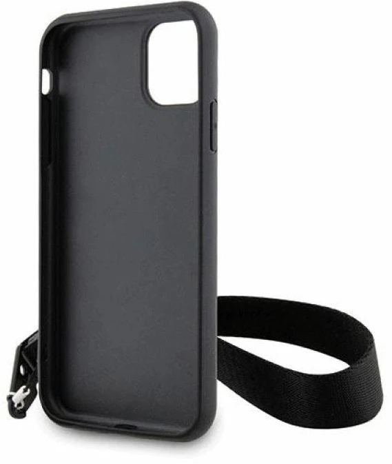 Karl Lagerfeld KLHCN61SAKLMBSK Apple iPhone 11/ Xr 6.1″ juodos spalvos kietas dėklas Monogram Losange Saffiano