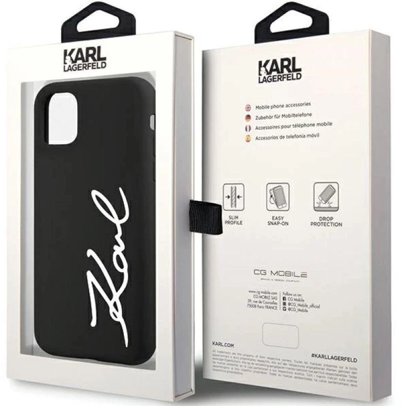 Karl Lagerfeld KLHCN61SKSVGK Apple iPhone 11 /Xr 6.1″ juodos spalvos kietas dėklas Silicone Signature
