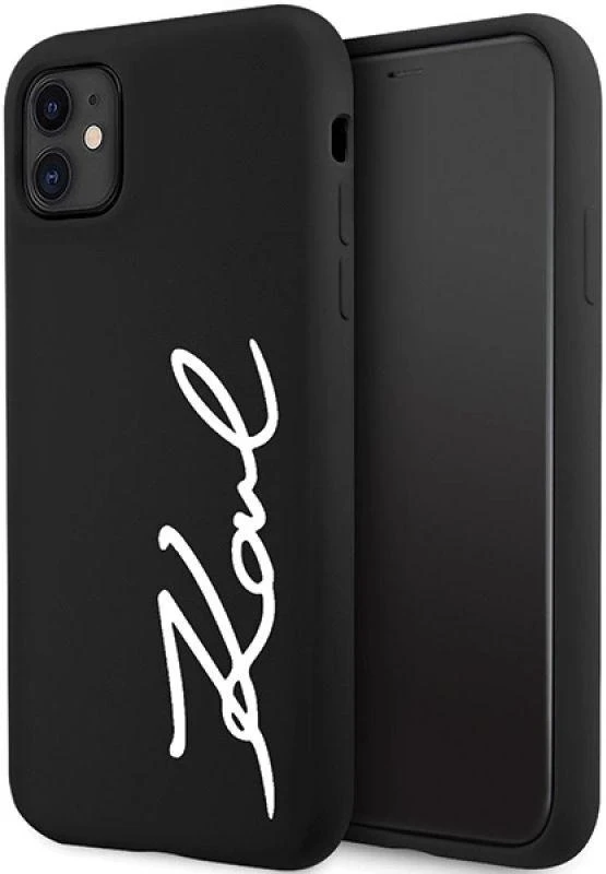 Karl Lagerfeld KLHCN61SKSVGK Apple iPhone 11 /Xr 6.1″ juodos spalvos kietas dėklas Silicone Signature