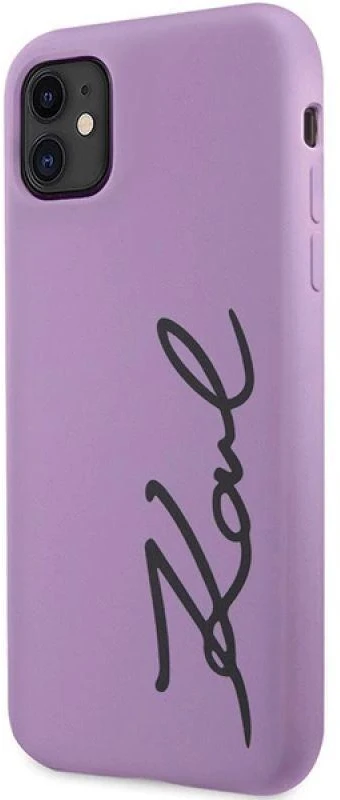 Karl Lagerfeld dėklas, skirtas iPhone 11 / Xr KLHCN61SKSVGU purpurinis kietas dėklas Silikoninis parašas