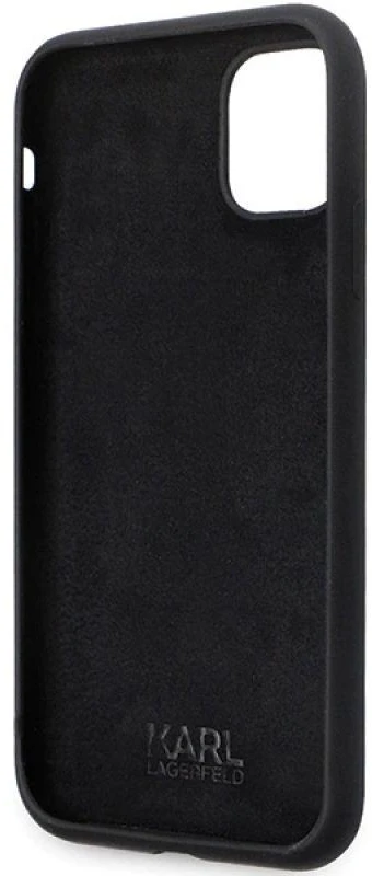 Karl Lagerfeld KLHCN61SMHCNPK Apple iPhone 11/ Xr 6.1″ juodos spalvos kietas dėklas Silicone C Metal Pin