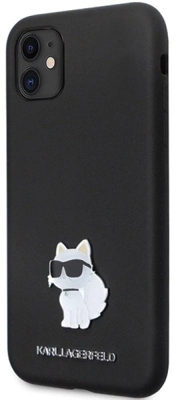 Karl Lagerfeld KLHCN61SMHCNPK Apple iPhone 11/ Xr 6.1″ juodos spalvos kietas dėklas Silicone C Metal Pin