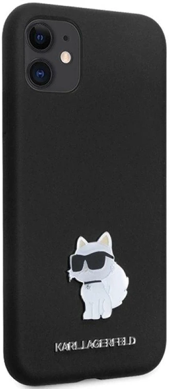 Karl Lagerfeld KLHCN61SMHCNPK Apple iPhone 11/ Xr 6.1″ juodos spalvos kietas dėklas Silicone C Metal Pin