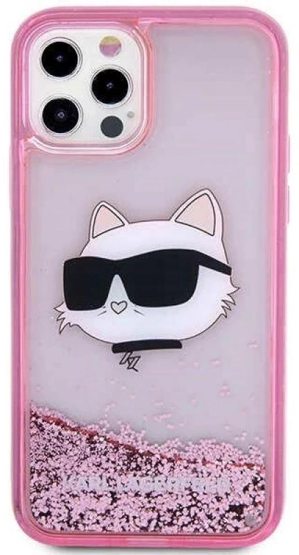 Apple iPhone 12 / 12 Pro Karl Lagerfeld dėklas Glitter Choupette Head (KLHCP12MLNCHCP) rožinės spalvos