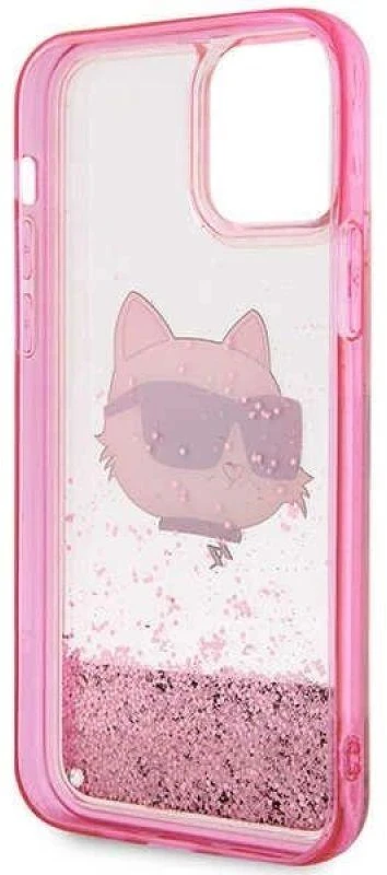 Apple iPhone 12 / 12 Pro Karl Lagerfeld dėklas Glitter Choupette Head (KLHCP12MLNCHCP) rožinės spalvos