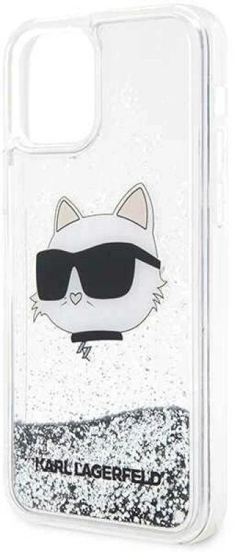 Karl Lagerfeld KLHCP12MLNCHCS iPhone 12/12 Pro 6,1" sidabrinis kietas dėklas Glitter Choupette Head