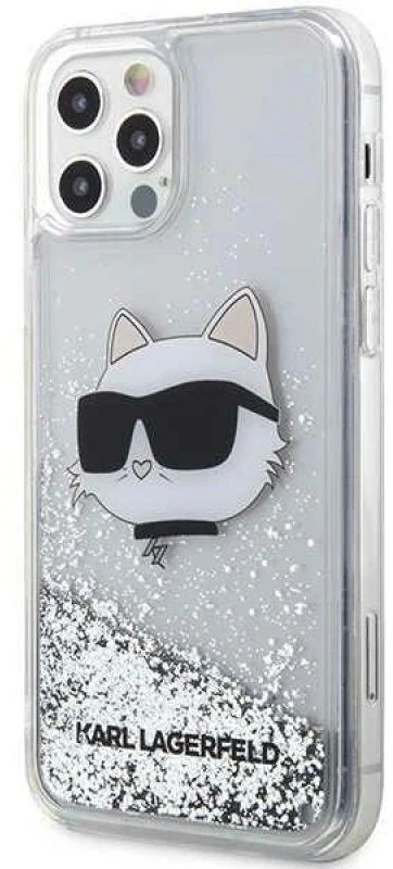 Karl Lagerfeld KLHCP12MLNCHCS iPhone 12/12 Pro 6,1" sidabrinis kietas dėklas Glitter Choupette Head