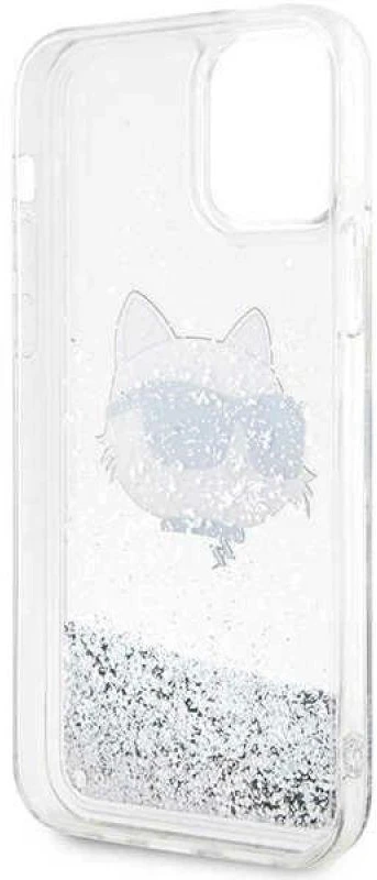 Karl Lagerfeld KLHCP12MLNCHCS iPhone 12/12 Pro 6,1" sidabrinis kietas dėklas Glitter Choupette Head