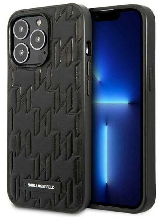 Karl Lagerfeld KLHCP13LMNMP1K Apple iPhone 13 Pro / 13 6,1″ kietas dėklas juodos spalvos Monogram Plaque