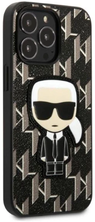 Karl Lagerfeld KLHCP13LPMNIKBK Apple iPhone 13 Pro / 13 6,1″ kietas dėklas juodos spalvos Monogram Ikonik Patch