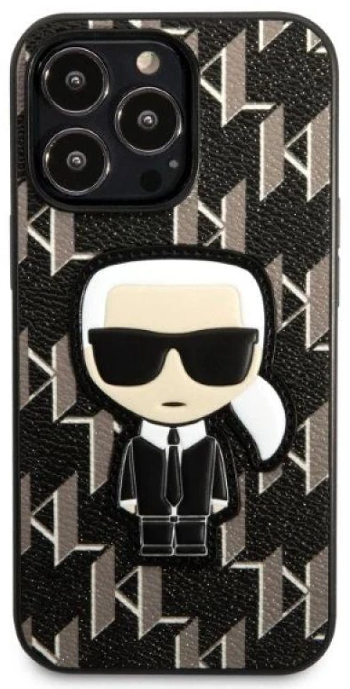 Karl Lagerfeld KLHCP13LPMNIKBK Apple iPhone 13 Pro / 13 6,1″ kietas dėklas juodos spalvos Monogram Ikonik Patch