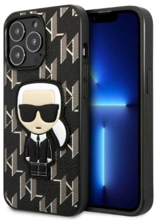 Karl Lagerfeld KLHCP13LPMNIKBK Apple iPhone 13 Pro / 13 6,1″ kietas dėklas juodos spalvos Monogram Ikonik Patch