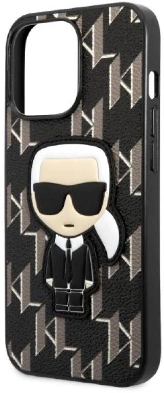Karl Lagerfeld KLHCP13LPMNIKBK Apple iPhone 13 Pro / 13 6,1″ kietas dėklas juodos spalvos Monogram Ikonik Patch