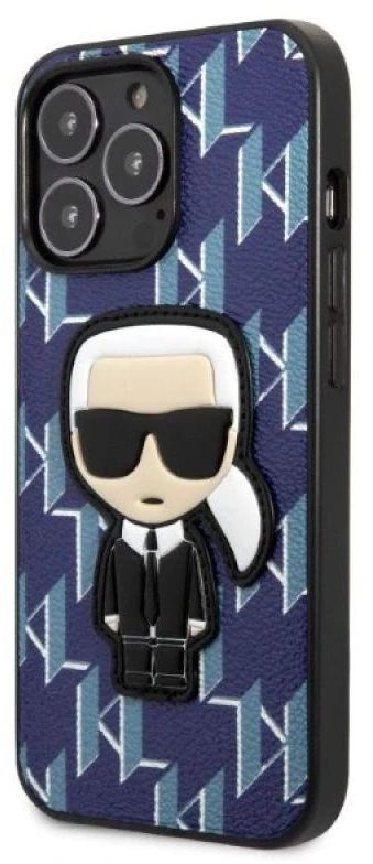 Karl Lagerfeld KLHCP13LPMNIKBL Apple iPhone 13 Pro / 13 6,1″ kietas dėklas mėlynas Monogram Ikonik Patch