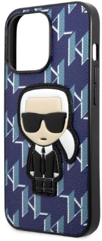 Karl Lagerfeld KLHCP13LPMNIKBL Apple iPhone 13 Pro / 13 6,1″ kietas dėklas mėlynas Monogram Ikonik Patch