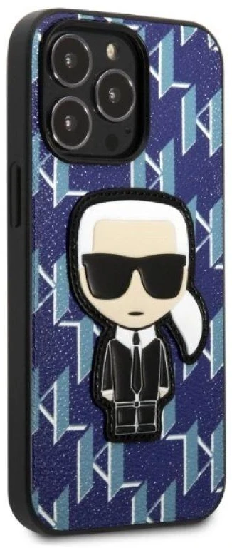 Karl Lagerfeld KLHCP13LPMNIKBL Apple iPhone 13 Pro / 13 6,1″ kietas dėklas mėlynas Monogram Ikonik Patch