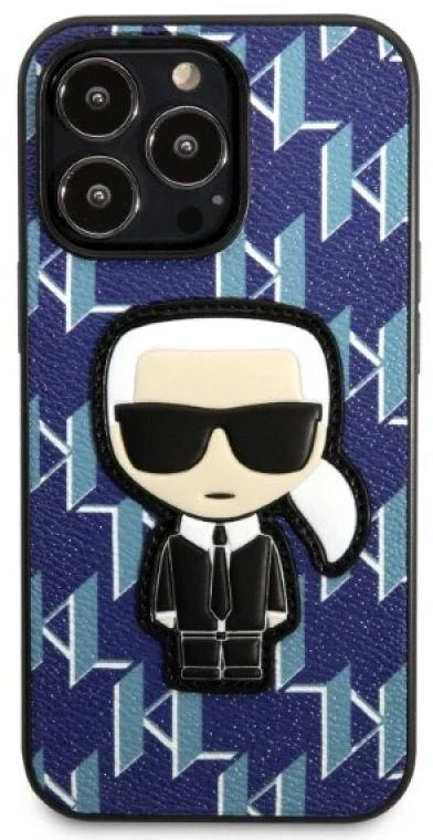 Karl Lagerfeld KLHCP13LPMNIKBL Apple iPhone 13 Pro / 13 6,1″ kietas dėklas mėlynas Monogram Ikonik Patch
