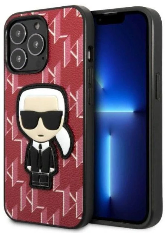 Karl Lagerfeld KLHCP13LPMNIKPI Apple iPhone 13 Pro / 13 6,1″ kietas dėklas red Monogram Ikonik Patch