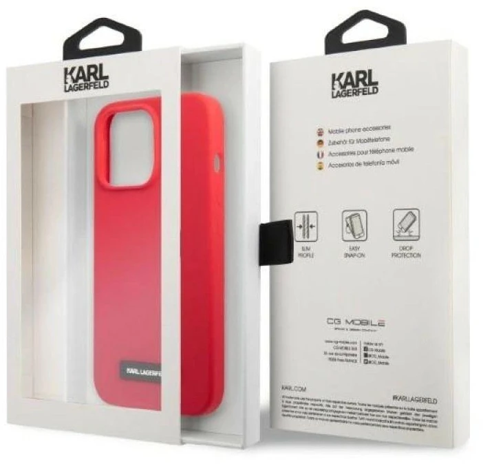 Karl Lagerfeld KLHCP13LSLMP1R Apple iPhone 13 Pro / 13 6,1″ kietas dėklas red Silicone Plaque