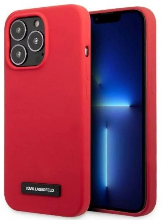 Karl Lagerfeld KLHCP13LSLMP1R Apple iPhone 13 Pro / 13 6,1″ kietas dėklas red Silicone Plaque