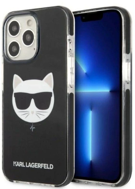 Karl Lagerfeld KLHCP13LTPECK Apple iPhone 13 Pro / 13 6,1″ kietas dėklas juodos spalvos Choupette Head