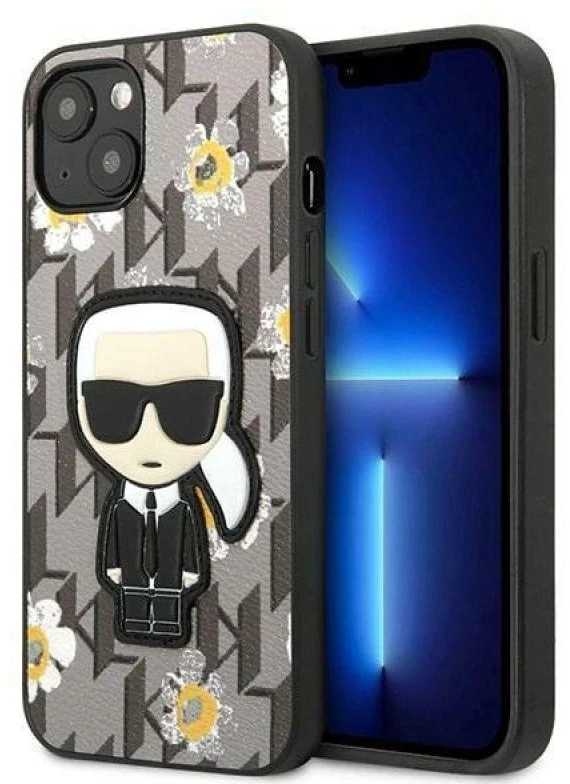 Dėklas Karl Lagerfeld KLHCP13MPMNFIK1 Apple iPhone 13/ 14 / 15 6,1″ pilkos spalvos Flower Ikonik Karl