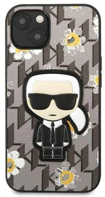 Dėklas Karl Lagerfeld KLHCP13MPMNFIK1 Apple iPhone 13/ 14 / 15 6,1″ pilkos spalvos Flower Ikonik Karl