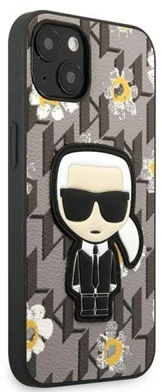 Dėklas Karl Lagerfeld KLHCP13MPMNFIK1 Apple iPhone 13/ 14 / 15 6,1″ pilkos spalvos Flower Ikonik Karl