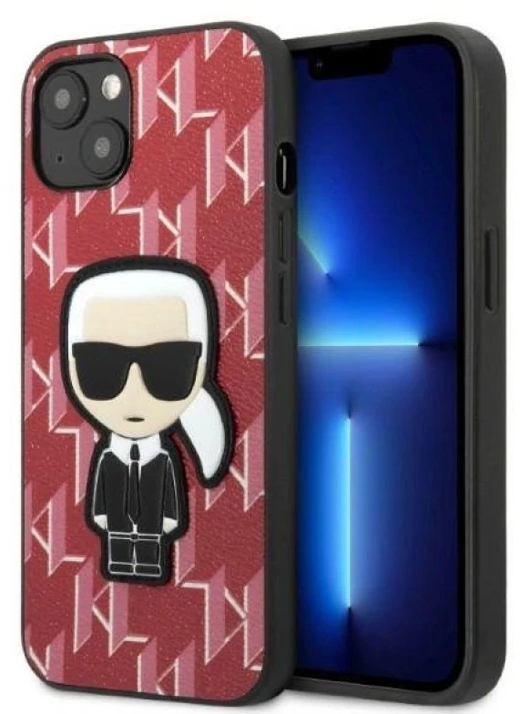 Karl Lagerfeld KLHCP13MPMNIKPI Apple iPhone 13/ 14 / 15 6,1″ kietas dėklas red Monogram Ikonik Patch